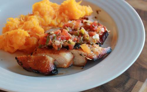 Grilled Teryaki Chicken with Smashed Butternut Squash